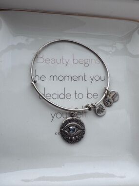 Alex & Ani Evil Eye Midnight Silver Bangle Bracelet